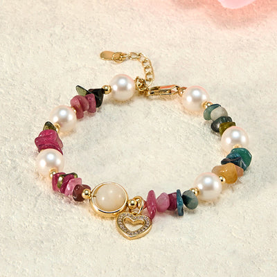 Olivenorma "Heart to Heart Bond" Tourmaline & Pearl Bracelet