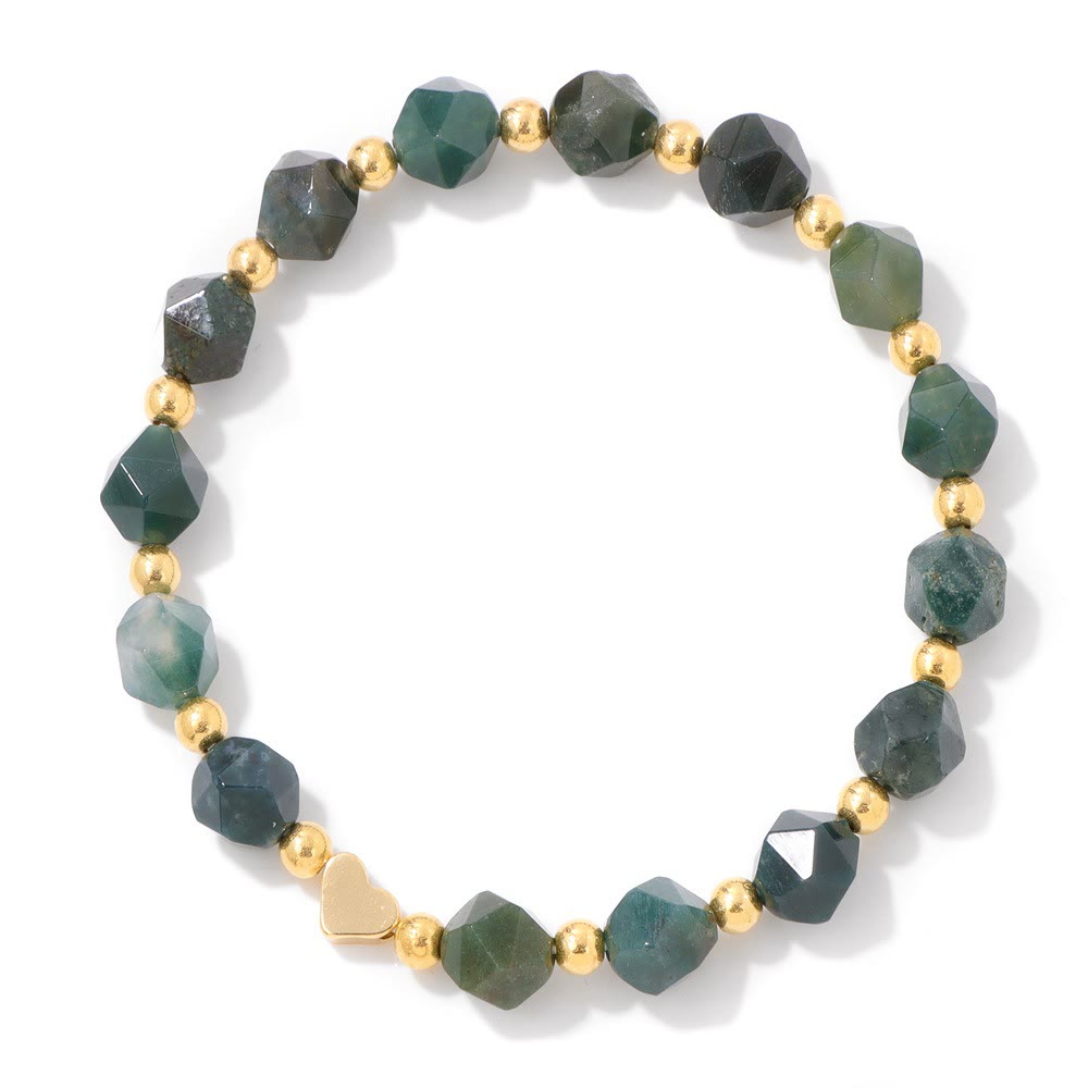 Olivenorma 8mm Facted Gemstone Heart Beaded Bracelet - image 6