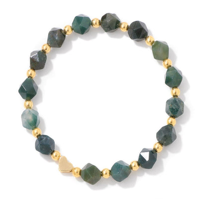 Olivenorma 8mm Facted Gemstone Heart Beaded Bracelet - image 6