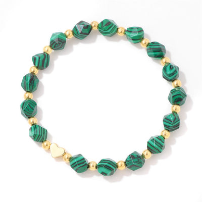 Olivenorma 8mm Facted Gemstone Heart Beaded Bracelet - image 2