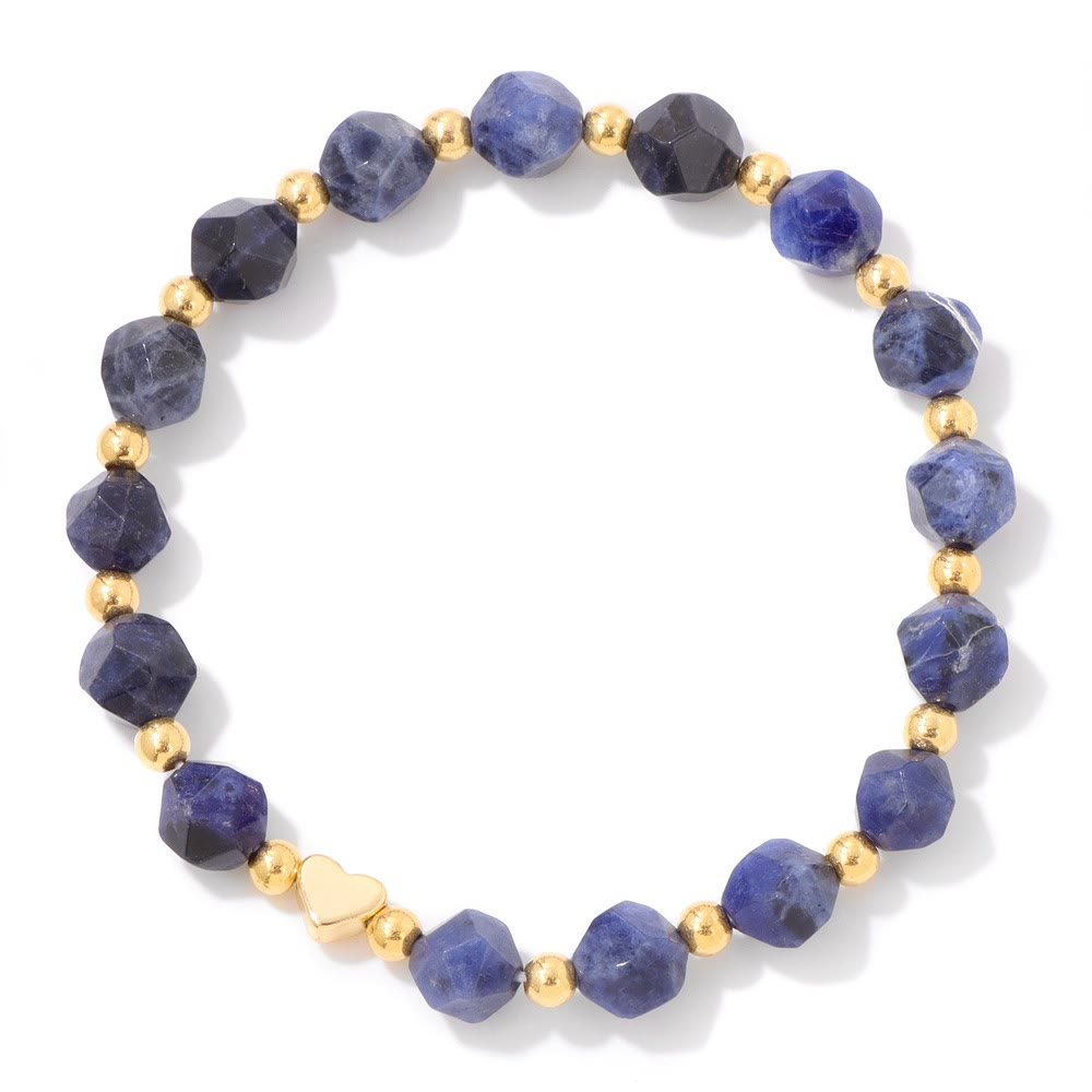 Olivenorma 8mm Facted Gemstone Heart Beaded Bracelet - Sodalite - image 12