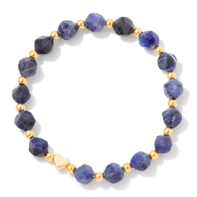 Olivenorma 8mm Facted Gemstone Heart Beaded Bracelet - Sodalite - image 12