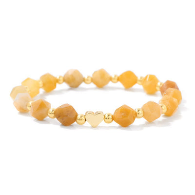 Olivenorma 8mm Facted Gemstone Heart Beaded Bracelet - image 20