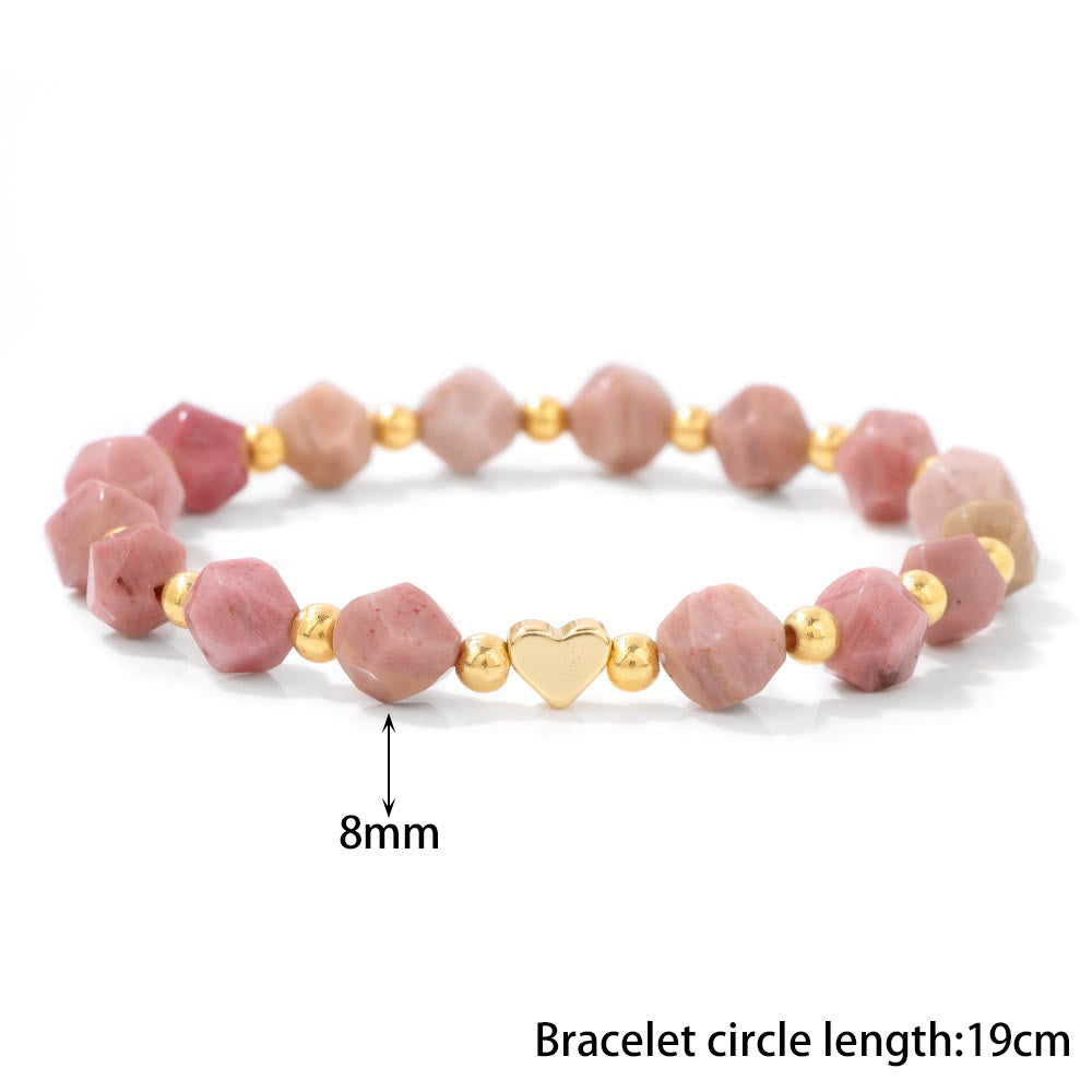 Olivenorma 8mm Facted Gemstone Heart Beaded Bracelet - image 17