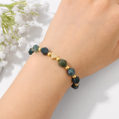 Olivenorma 8mm Facted Gemstone Heart Beaded Bracelet - image 5