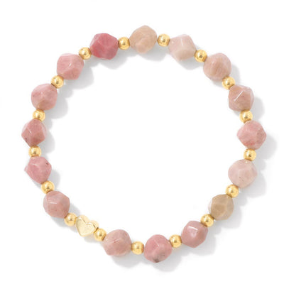 Olivenorma 8mm Facted Gemstone Heart Beaded Bracelet - Rhodochrosite - image 16