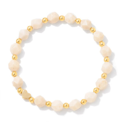 Olivenorma 8mm Facted Gemstone Heart Beaded Bracelet - Sun Stone - image 14