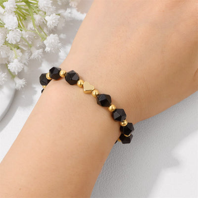 Olivenorma 8mm Facted Gemstone Heart Beaded Bracelet - image 10