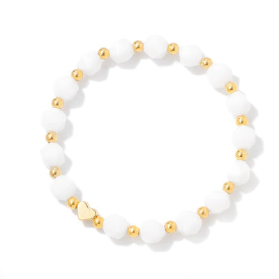 Olivenorma 8mm Facted Gemstone Heart Beaded Bracelet - White Jade - image 22