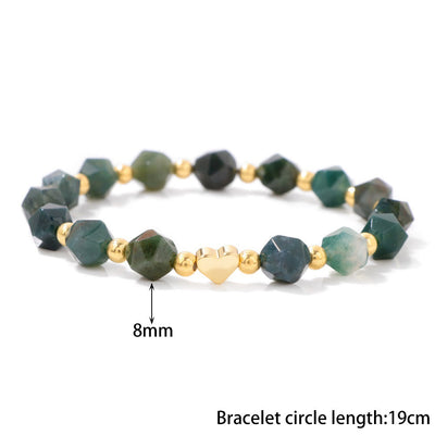 Olivenorma 8mm Facted Gemstone Heart Beaded Bracelet - image 7