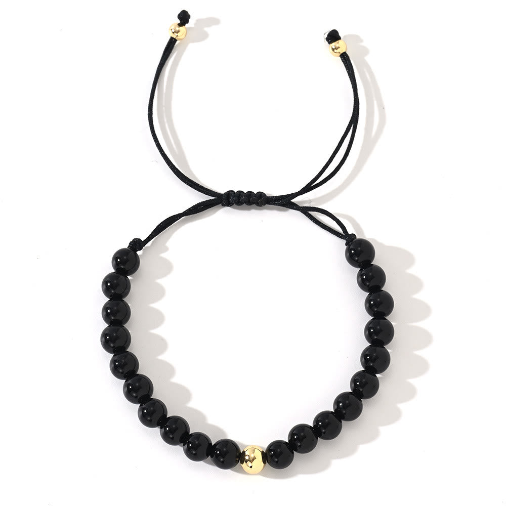 Olivenorma Natural Crystal Adjustable Beaded Braided Bracelet - Obsidian - image 8