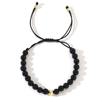 Olivenorma Natural Crystal Adjustable Beaded Braided Bracelet - Obsidian - image 8