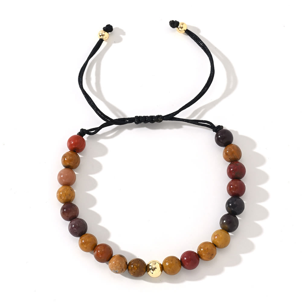 Olivenorma Natural Crystal Adjustable Beaded Braided Bracelet - Mookaite - image 12