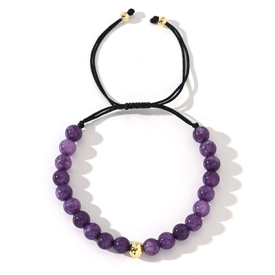 Olivenorma Natural Crystal Adjustable Beaded Braided Bracelet - Amethyst - image 4