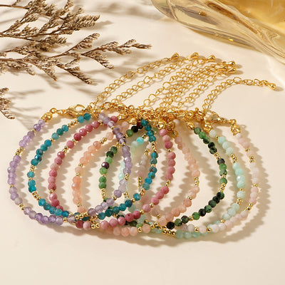 Olivenorma Mini Facted Beads Natural Gemstone Adjustable Bracelet - image 1