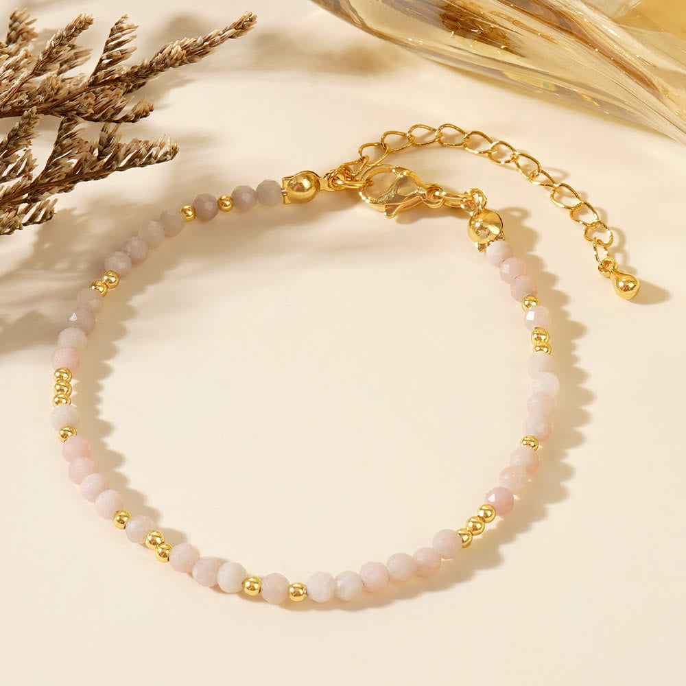 Olivenorma Mini Facted Beads Natural Gemstone Adjustable Bracelet - Rose Quartz - image 22