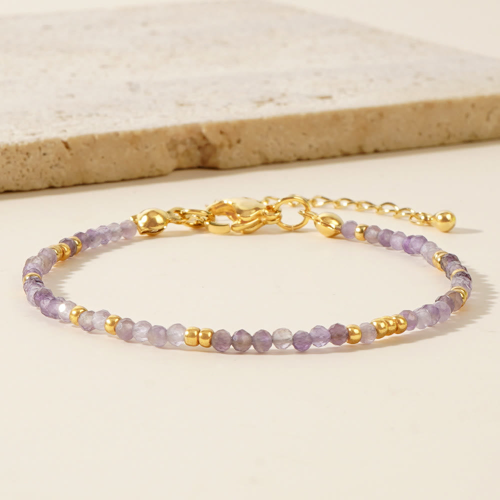 Olivenorma Mini Facted Beads Natural Gemstone Adjustable Bracelet - image 3