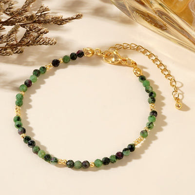 Olivenorma Mini Facted Beads Natural Gemstone Adjustable Bracelet - Ruby Zoisite - image 6