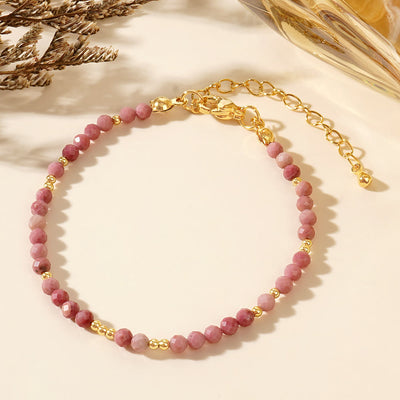 Olivenorma Mini Facted Beads Natural Gemstone Adjustable Bracelet - Rhodochrosite - image 16