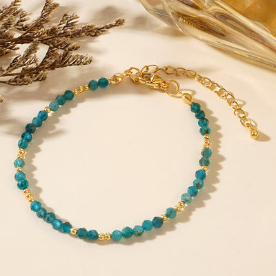 Olivenorma Mini Facted Beads Natural Gemstone Adjustable Bracelet - Blue Apatite - image 13