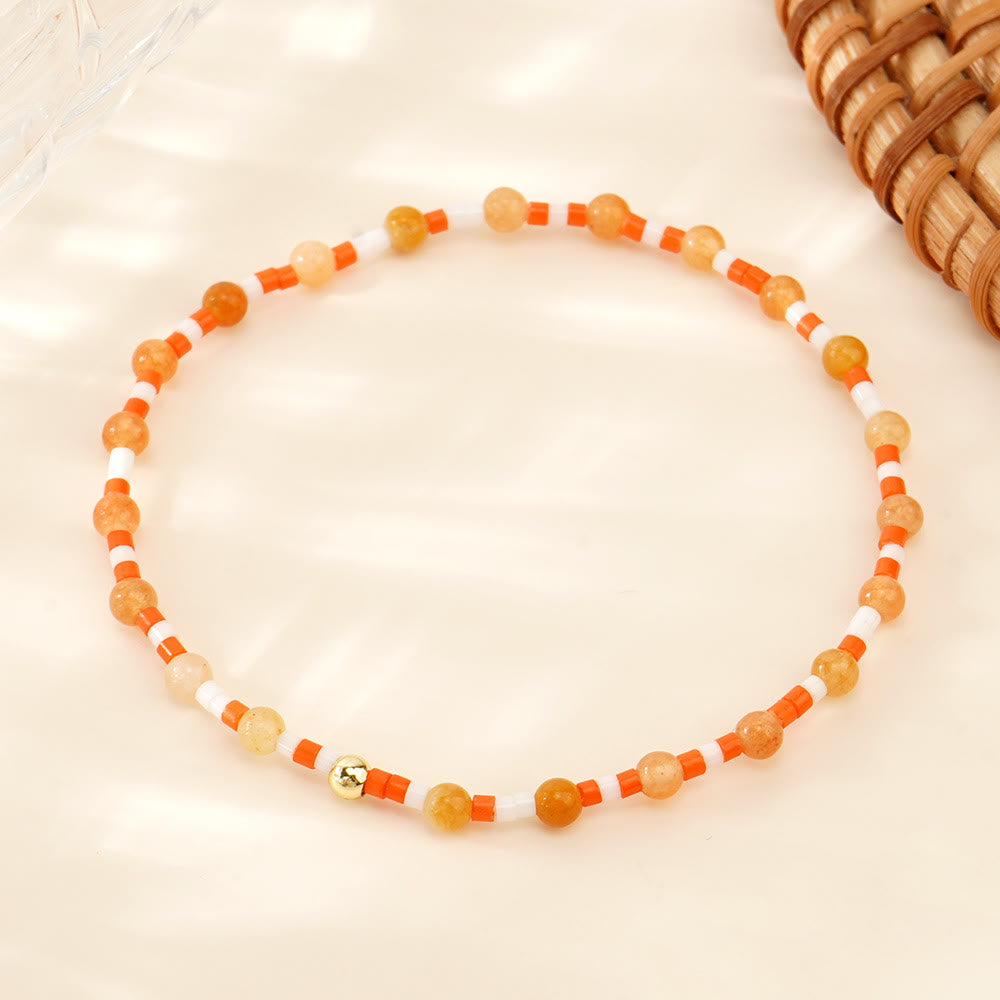 Olivenorma Mini Beads Gemstone Stretch Elastic Bracelet - Sun Stone - image 6