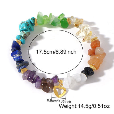 Olivenorma Healing Crystal Rainbow Gravel Cross Stretch Bracelet - image 5