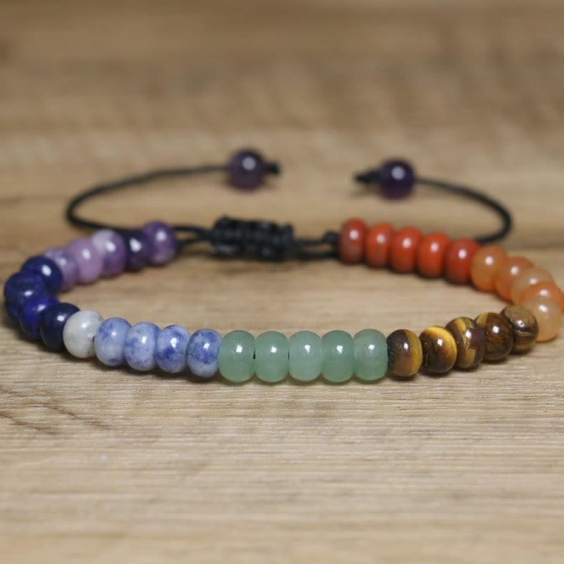 Olivenorma Natural Crystal Chakra Stone Adjustable Braided Bracelet - Chakra Stone - image 1