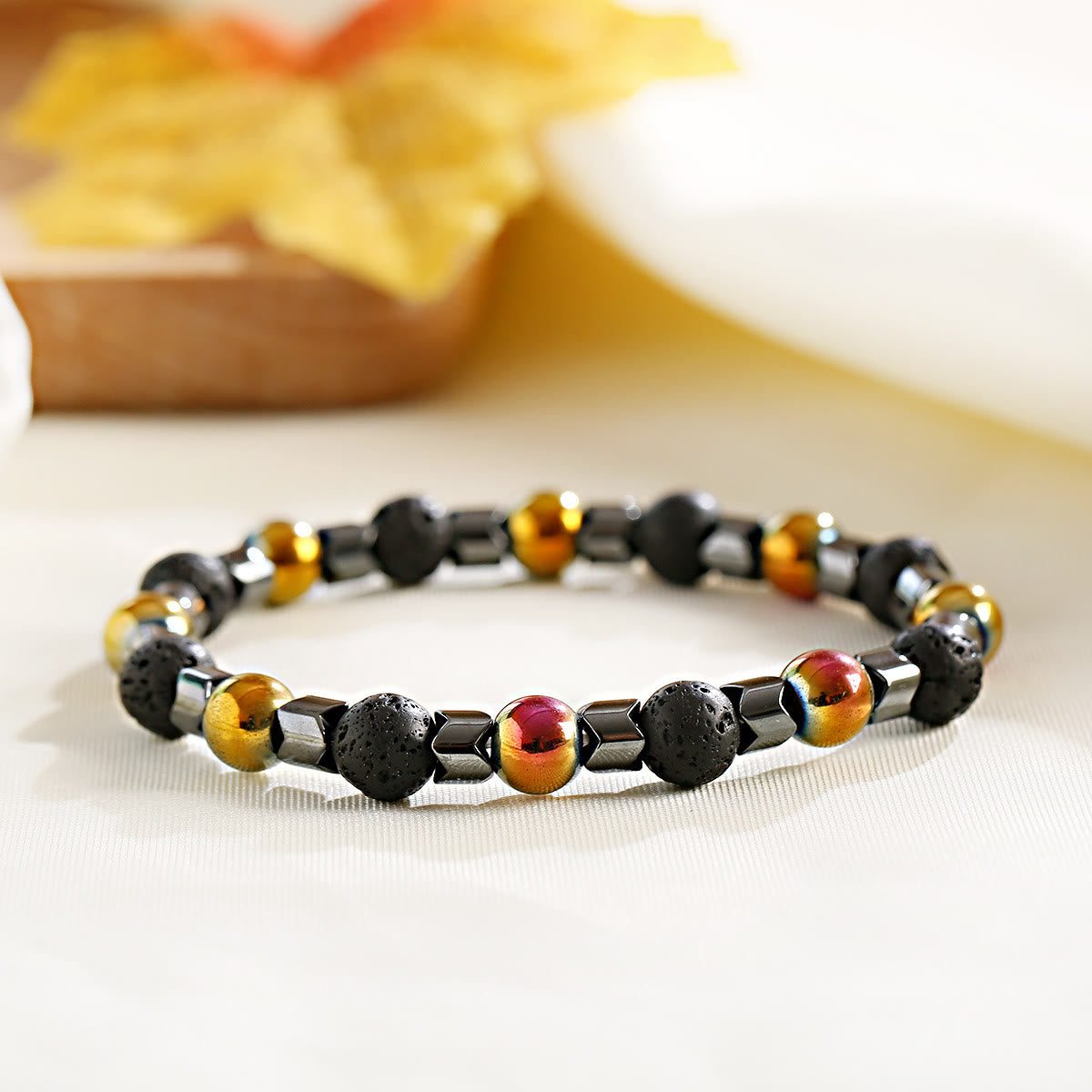 Olivenorma 8mm Lava Stone Hematite Stretch Beaded Bracelet - image 10