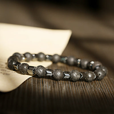 Olivenorma 8mm Lava Stone Hematite Stretch Beaded Bracelet - Lava Stone + Hematite - image 2