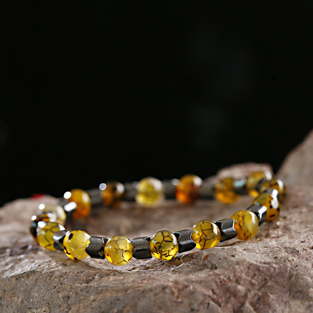 Olivenorma 8mm Lava Stone Hematite Stretch Beaded Bracelet - image 5