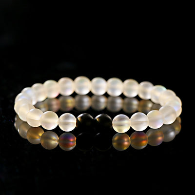 Olivenorma Moonstone Black Onyx Besties Stretch Beaded Bracelet - 2 Black Onyx Beads + Moonstone - image 1