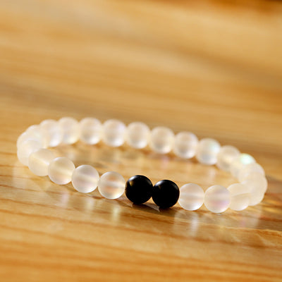 Olivenorma Moonstone Black Onyx Besties Stretch Beaded Bracelet - image 3