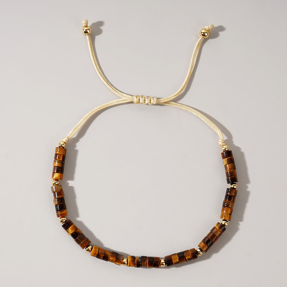Olivenorma 3mm Mini Gems Natural Crystal Adjustable Beaded Bracelet - Tiger Eye - image 8