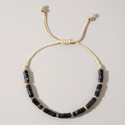 Olivenorma 3mm Mini Gems Natural Crystal Adjustable Beaded Bracelet - Snowflake Obsidian - image 10