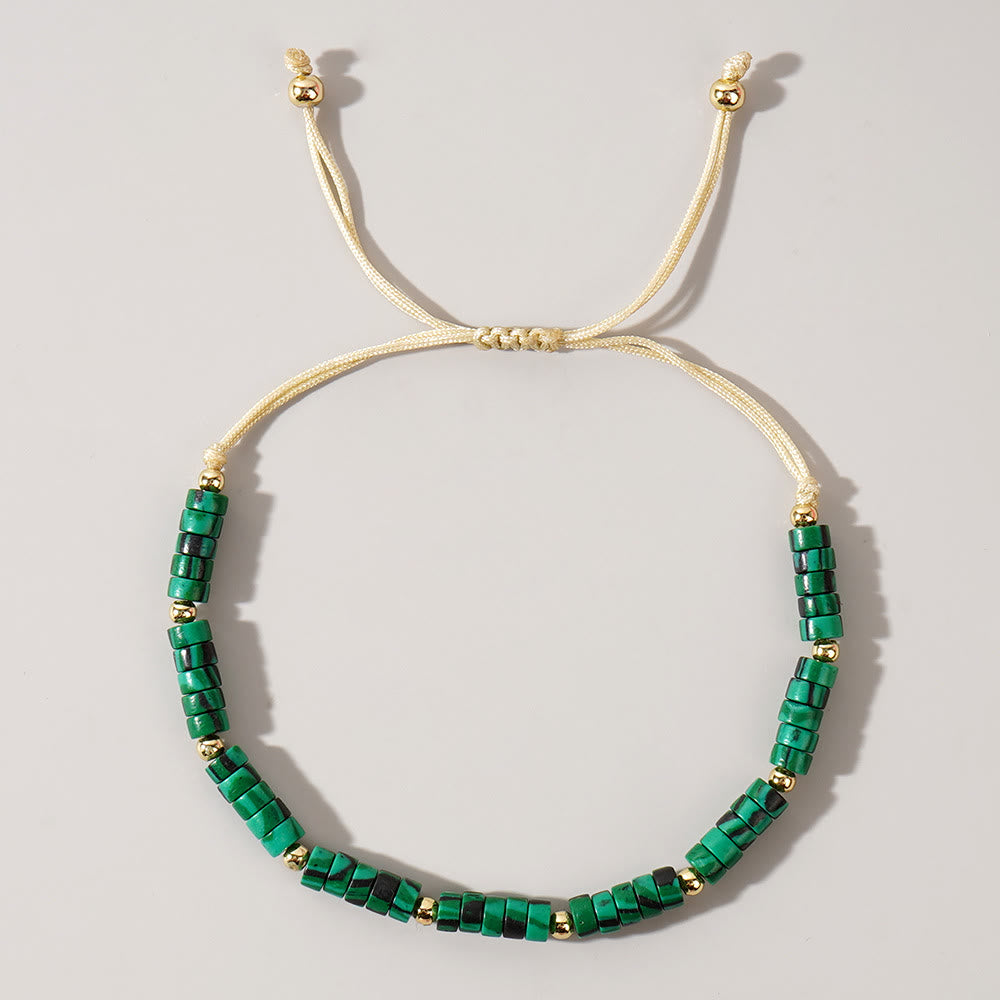 Olivenorma 3mm Mini Gems Natural Crystal Adjustable Beaded Bracelet - Malachite - image 5
