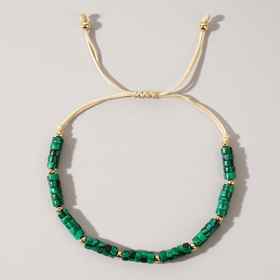 Olivenorma 3mm Mini Gems Natural Crystal Adjustable Beaded Bracelet - Malachite - image 5