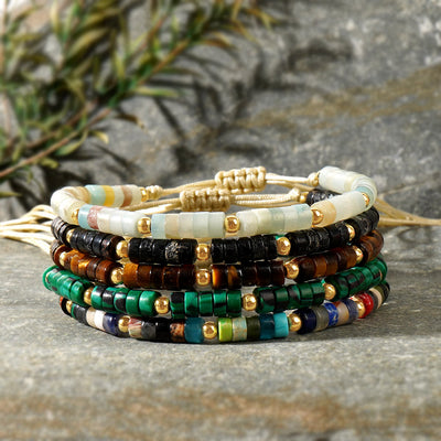 Olivenorma 3mm Mini Gems Natural Crystal Adjustable Beaded Bracelet - image 1