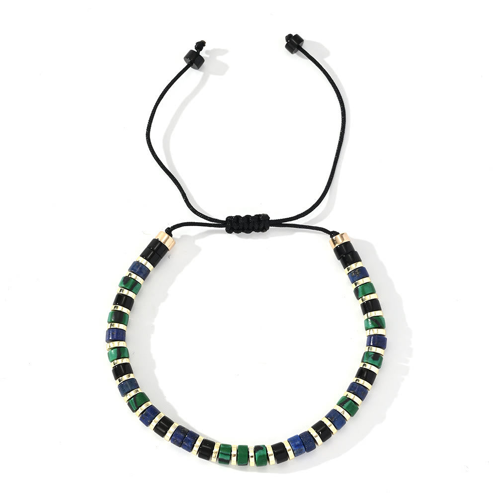 Olivenorma Mini Beaded Hematite Gemstone Trendy Beaded Bracelet - Malachite+Obsidian+Lapis Lazuli+Hematite - image 6