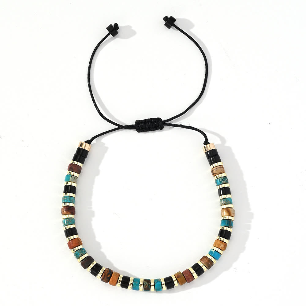 Olivenorma Mini Beaded Hematite Gemstone Trendy Beaded Bracelet - Turquoise+Obsidian+Picture Jasper - image 14
