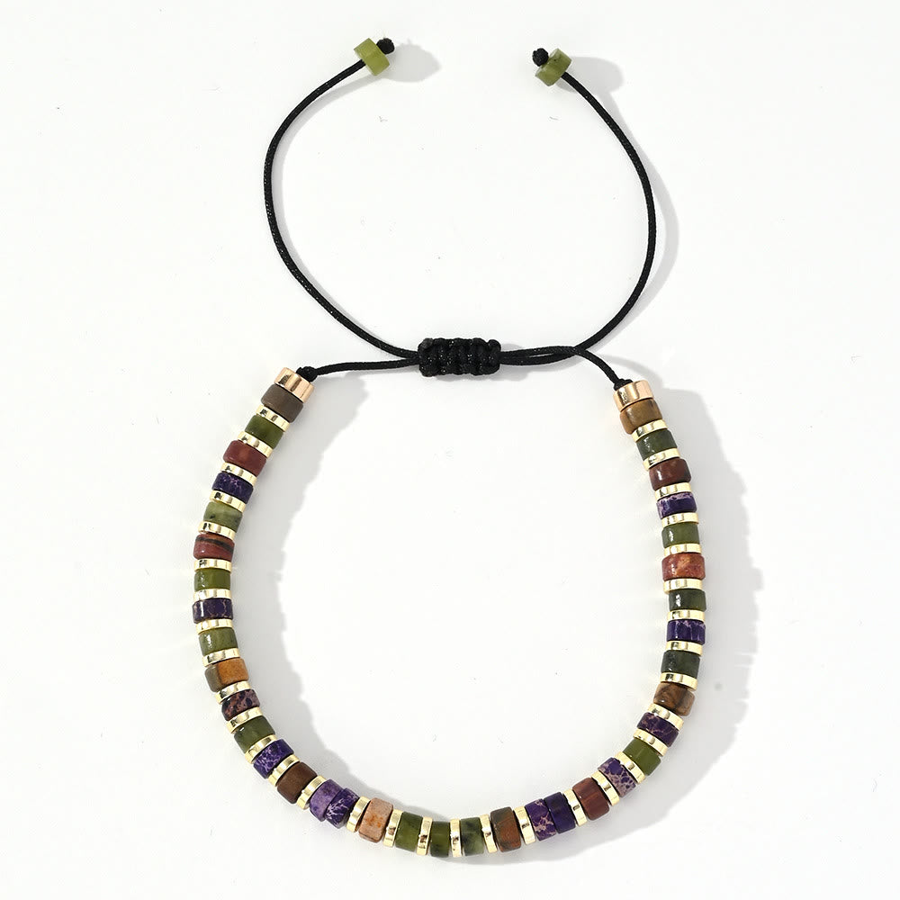 Olivenorma Mini Beaded Hematite Gemstone Trendy Beaded Bracelet - Purple Emperor Stone+Green Jade+Hematite - image 9