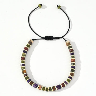 Olivenorma Mini Beaded Hematite Gemstone Trendy Beaded Bracelet - Purple Emperor Stone+Green Jade+Hematite - image 9