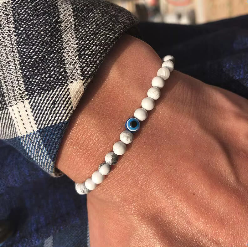 Olivenorma Round Natural Stone Evil Eye 6mm/8mm Beaded Bracelet - image 6