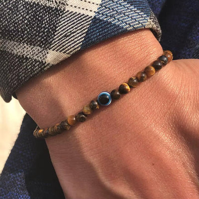 Olivenorma Round Natural Stone Evil Eye 6mm/8mm Beaded Bracelet - 8mm - Tiger Eye - image 10