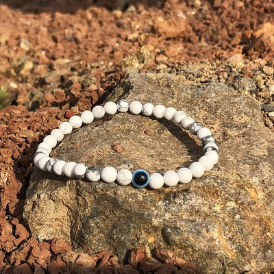 Olivenorma Round Natural Stone Evil Eye 6mm/8mm Beaded Bracelet - 8mm - Howlite - image 5