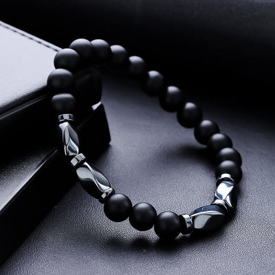 Olivenorma 2Pcs Mens Hematite Black Onyx Stretch Beaded Bracelet - image 4