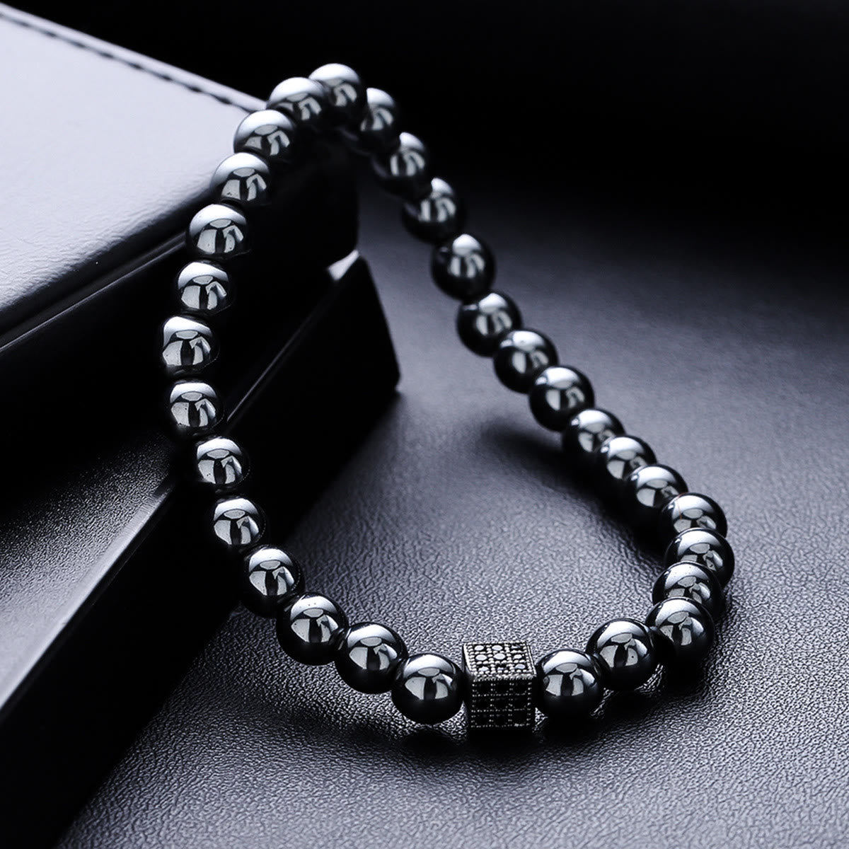 Olivenorma 2Pcs Mens Hematite Black Onyx Stretch Beaded Bracelet - image 5