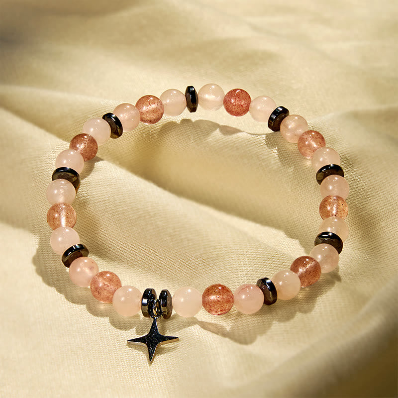 Olivenorma "Love Blooms" Rose Quartz & Strawberry Quartz Bracelet