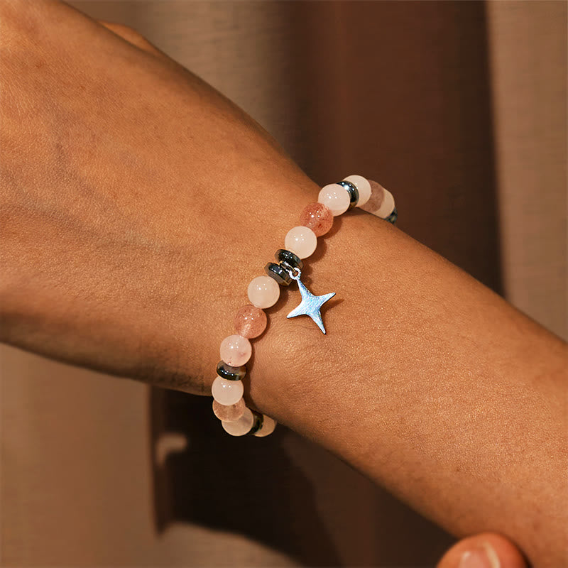 Olivenorma "Love Blooms" Rose Quartz & Strawberry Quartz Bracelet