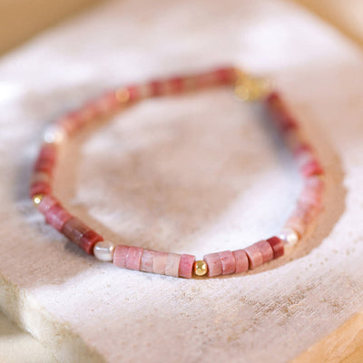 Olivenorma Natural Rhodochrosite Attract Love Beaded Bracelet - Rhodochrosite - image 1