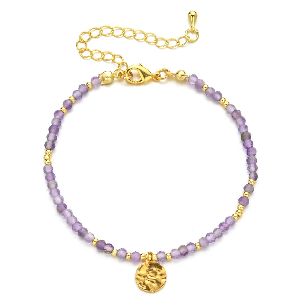 Olivenorma Fortune Biscuit Natural Mini Beads Gemstone Adjustable Bracelet - Amethyst - image 9